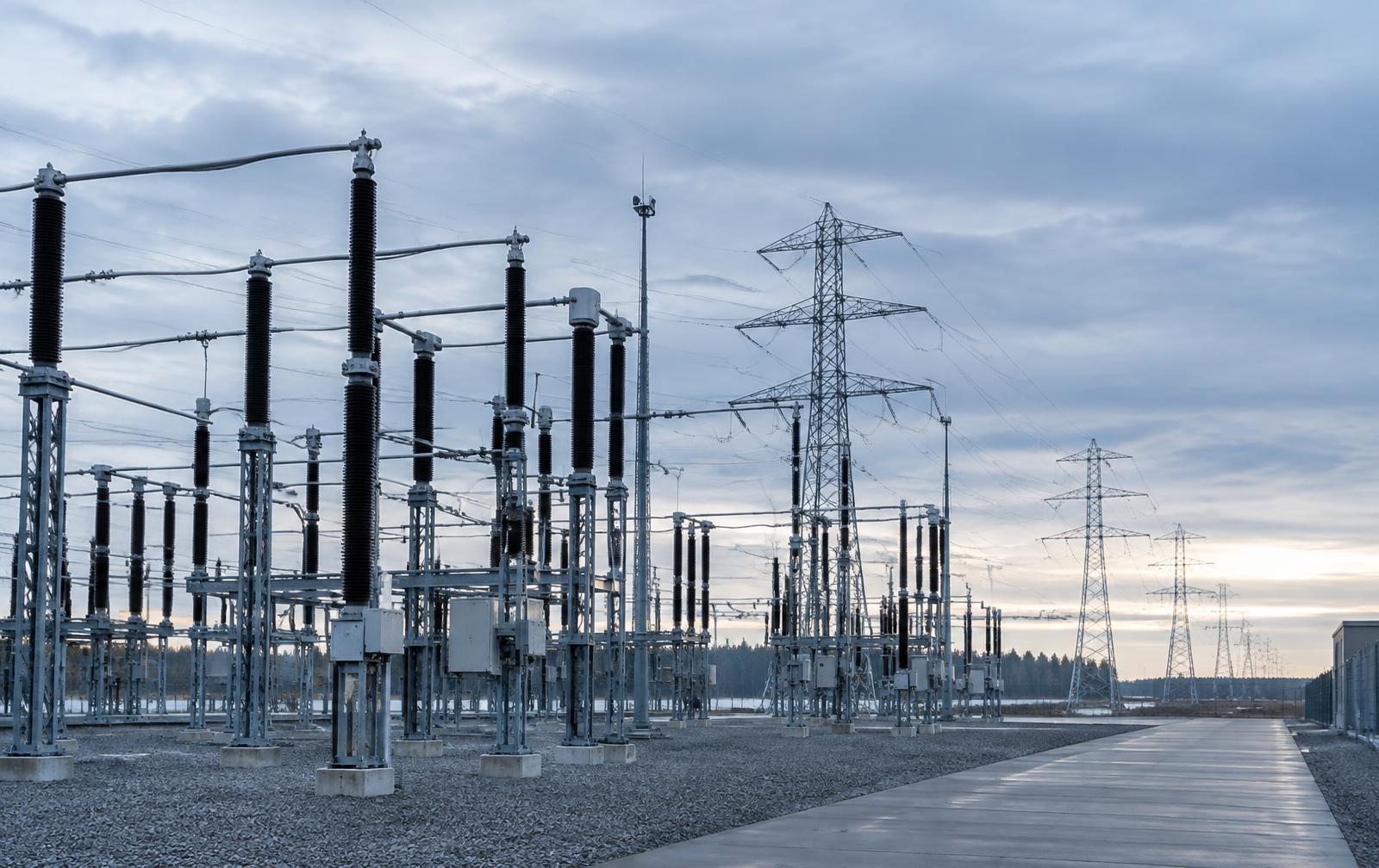 High-voltage electricity transmission and substation infrastructure